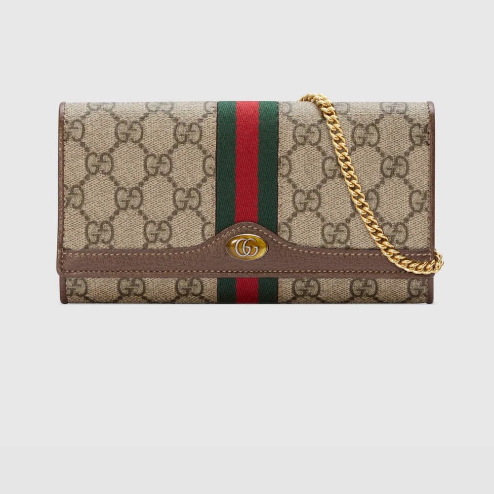 Gucci Cream and Brown Clutch with Monogram Pattern